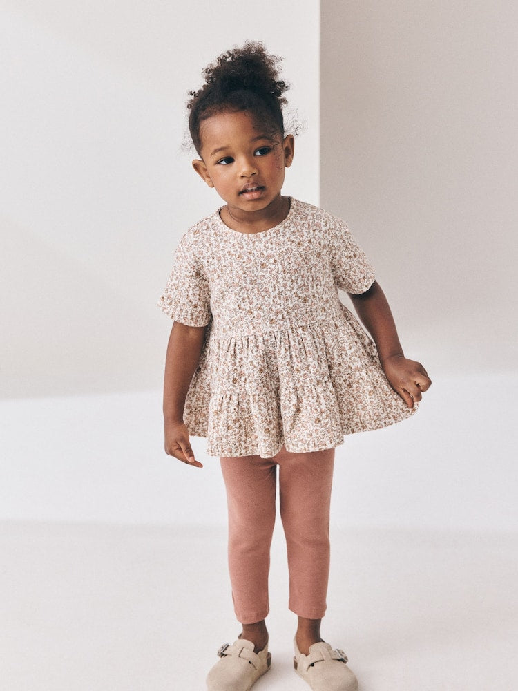 Neutral Peplum Top and Leggings Set (3mths-7yrs)
