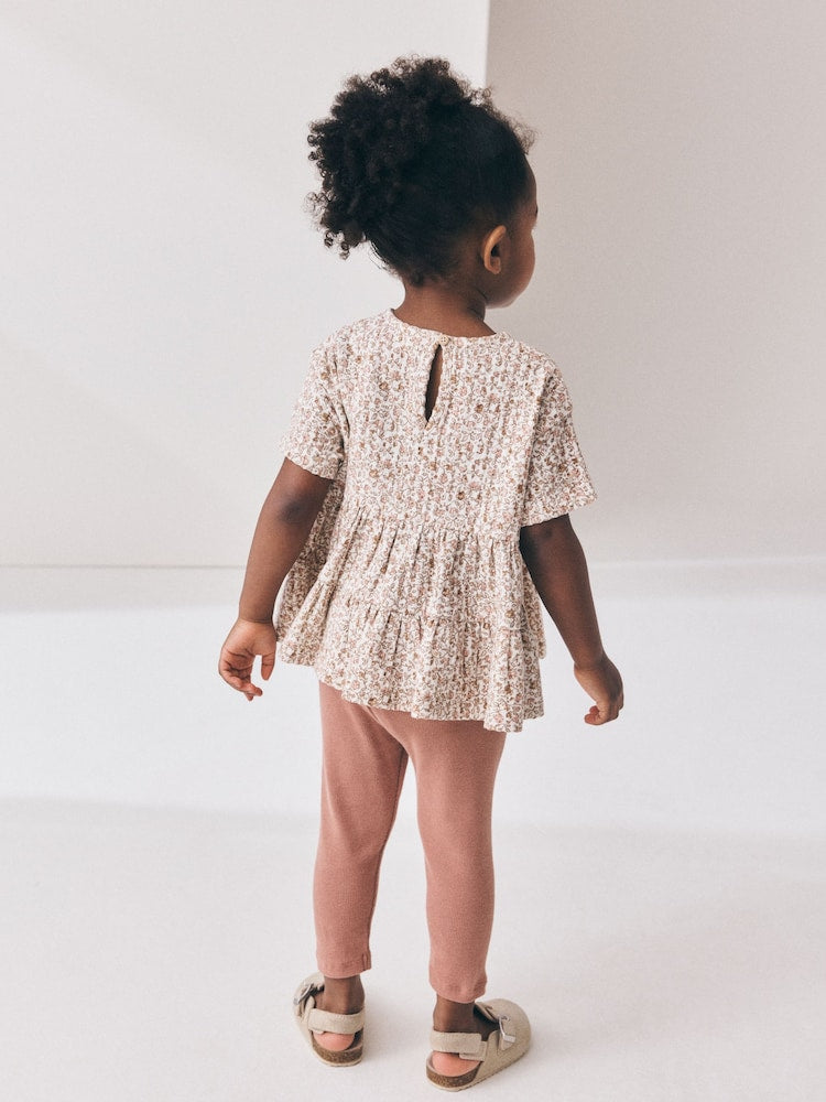 Neutral Peplum Top and Leggings Set (3mths-7yrs)
