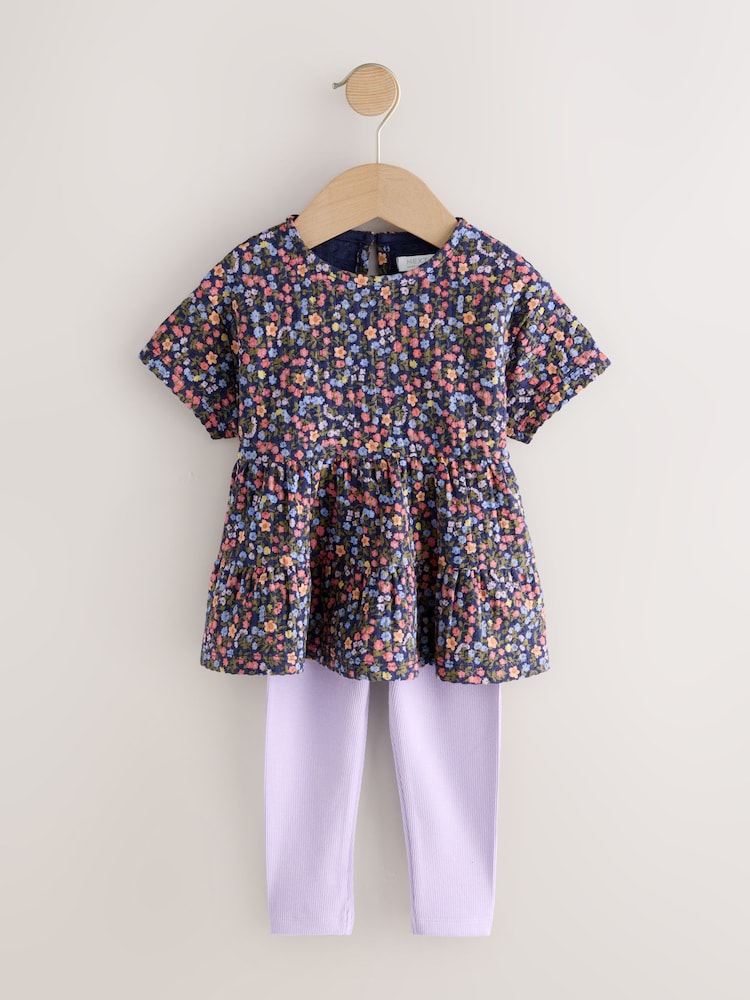 Navy Floral Top and Legging Set (3mths-7yrs)