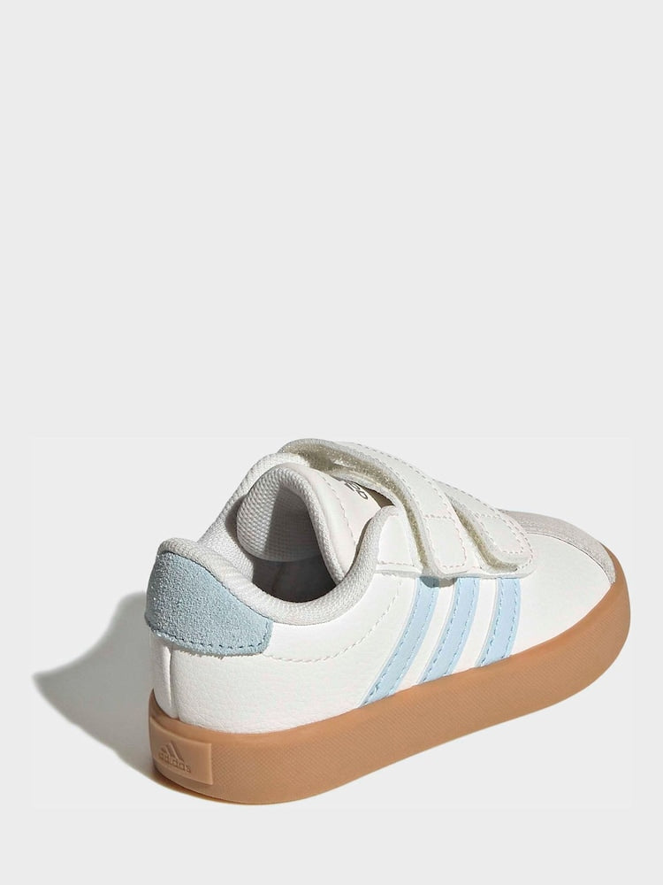 adidas White/Blue VL Court 3.0 Hook and Loop Infant Trainers