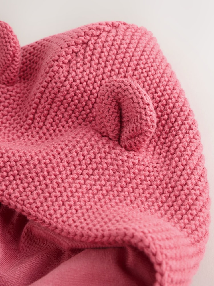 Raspberry Pink Hooded Knitted Baby Cardigan (0mths-2yrs)