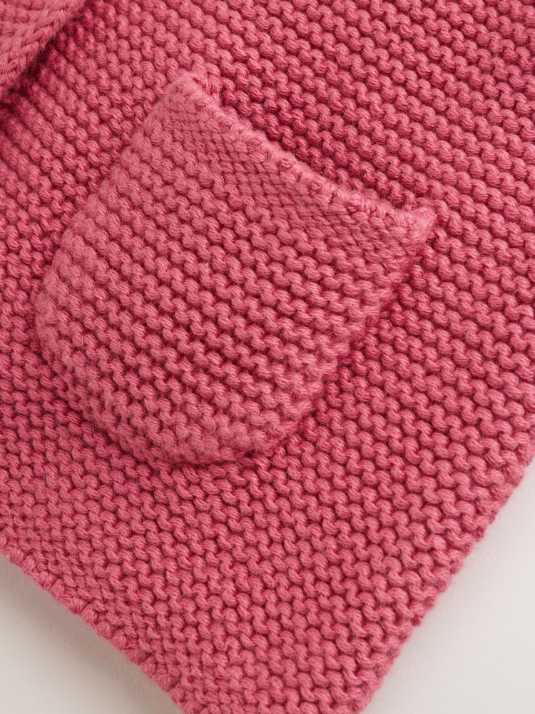 Raspberry Pink Hooded Knitted Baby Cardigan (0mths-2yrs)