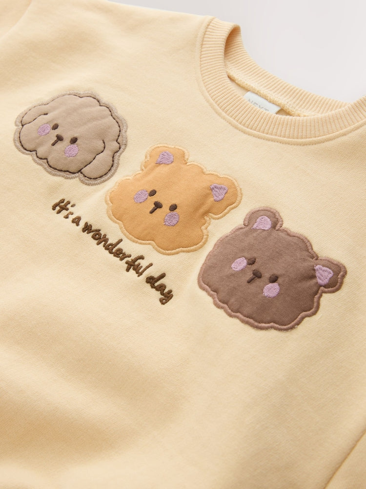 Chocolate Brown Bear Crew Neck Sweatshirt & Shorts Set (3mths-7yrs)