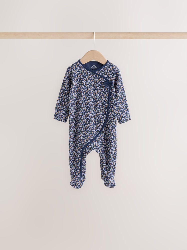 Green Floral Wrap Baby Sleepsuits 4 Pack (0mths-2yrs)