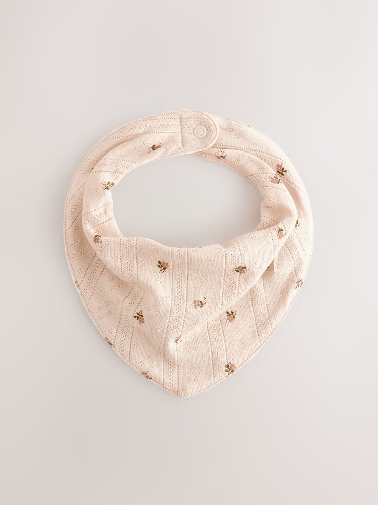Brown Ditsy Floral Baby Dribble Bibs 5 Pack