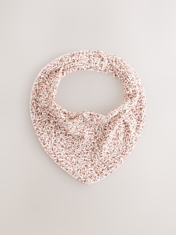 Brown Ditsy Floral Baby Dribble Bibs 5 Pack