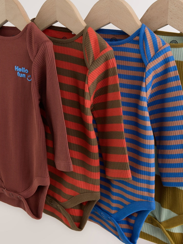 Multi Stripe Long Sleeve Bodysuits 5 Pack