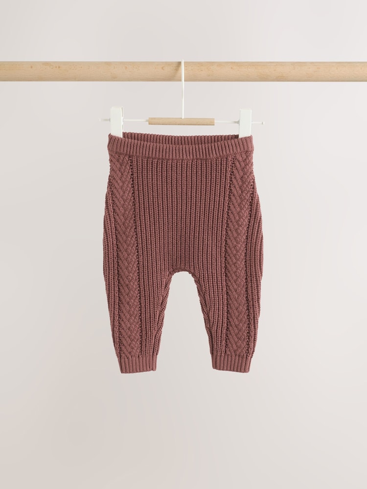 Chocolate Brown Baby Cable Knit Jumper and Leggings Set (0mths-2yrs)