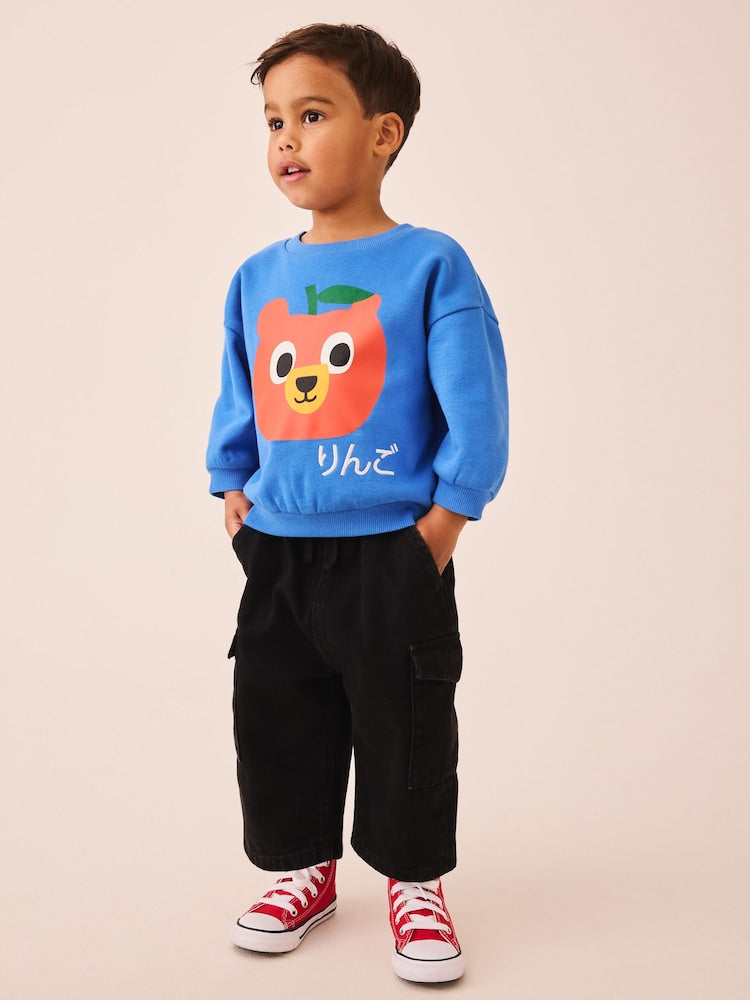 Blue Bear Printed Crew Neck Sweat Top (3mths-7yrs)