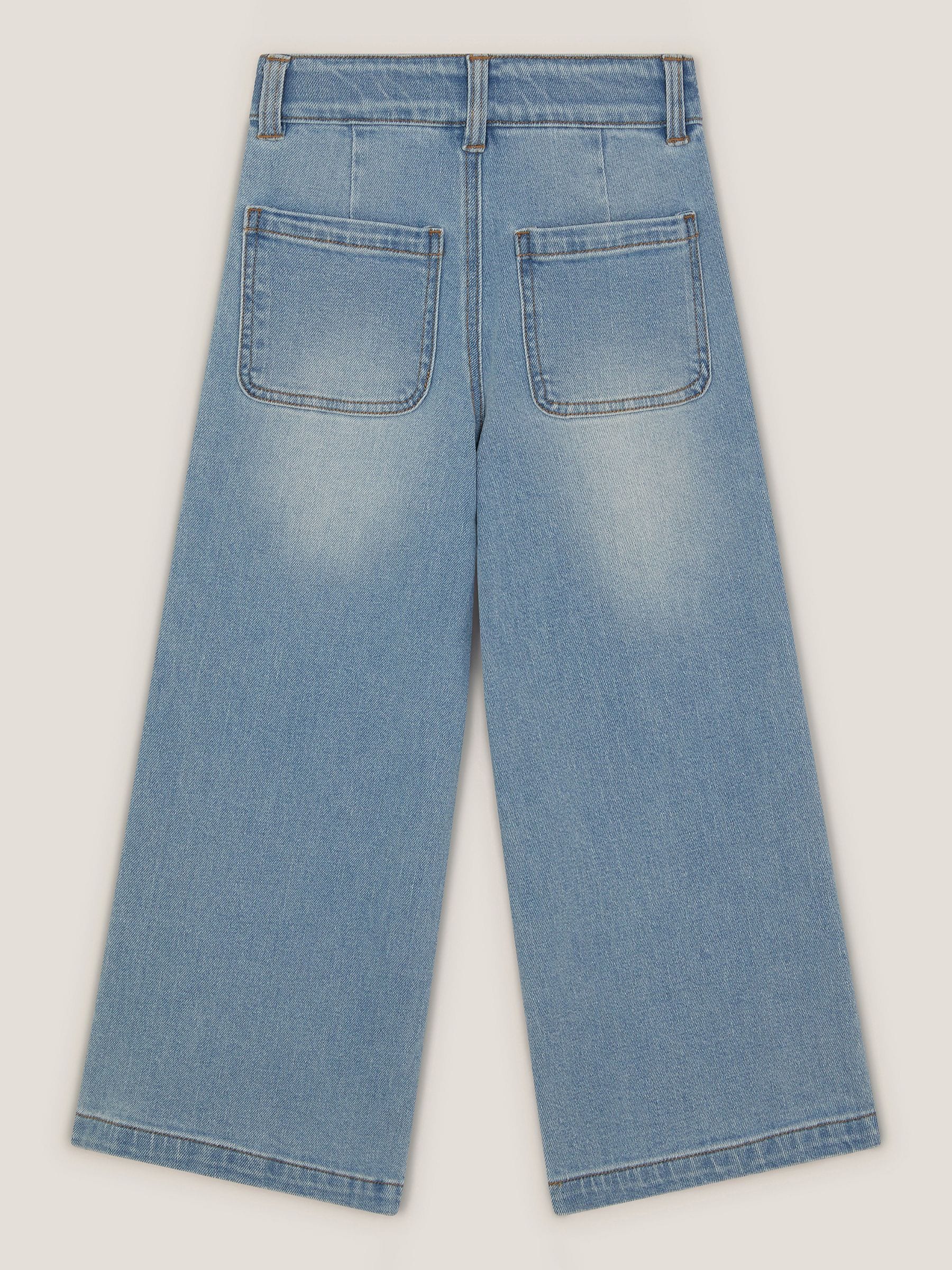 Monsoon Blue Sequin Floral Embroidered Wide Leg Jeans - Size 3 Years (98cm)