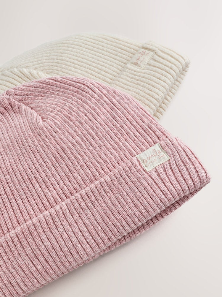 Pink and Cream Rib Baby Beanie