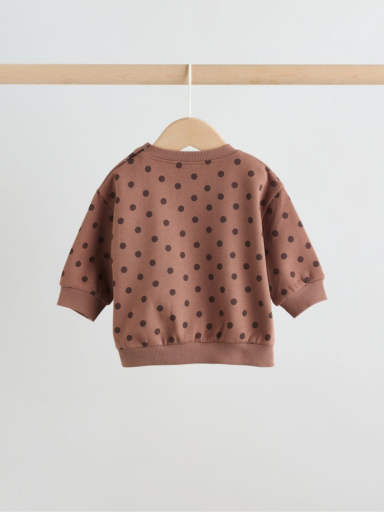 Chocolate Brown Spot Sweat Top and Leggings Set (0mths-2yrs)