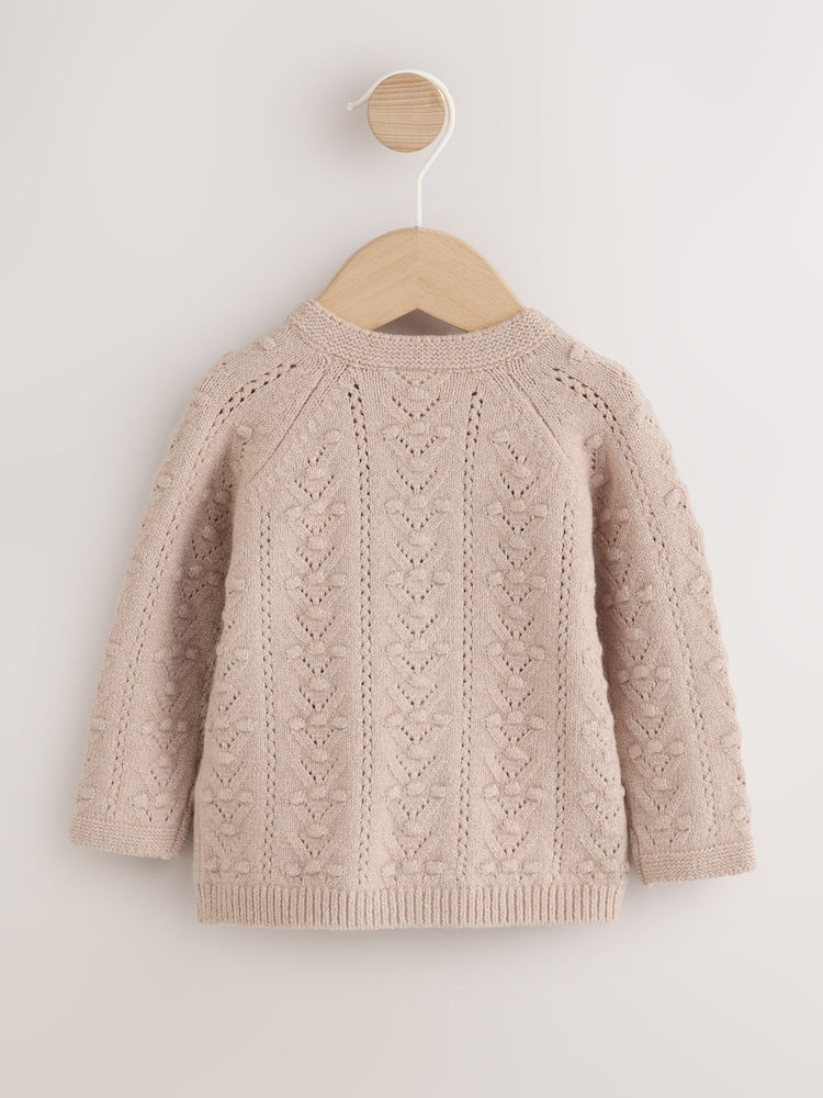 Neutral Stitch Knitted Soft Touch Baby Cardigan