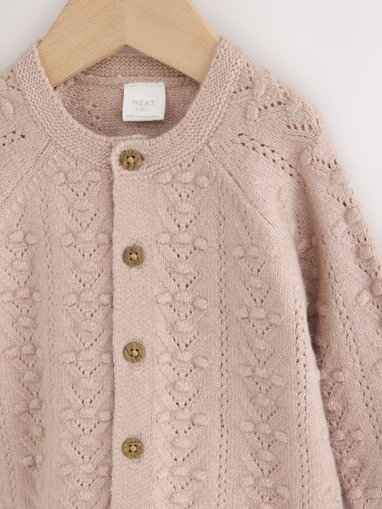Neutral Stitch Knitted Soft Touch Baby Cardigan