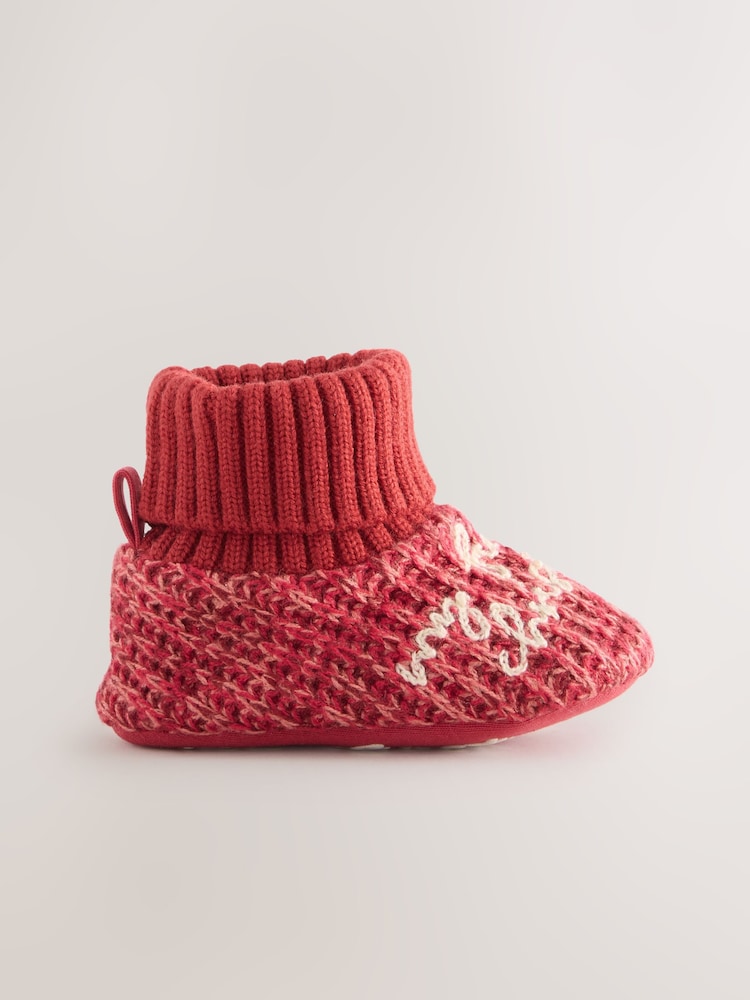 Red My First Christmas Sock Top Boot Shoes (0-18mths)