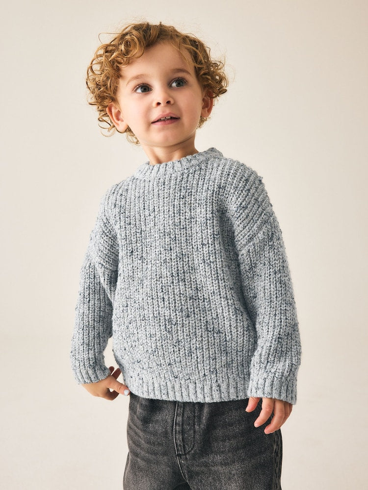 Grey Twist Knitted Crew Neck Jumper (3mths-7yrs) - Grey / 12-18 Months (80-86cm)
