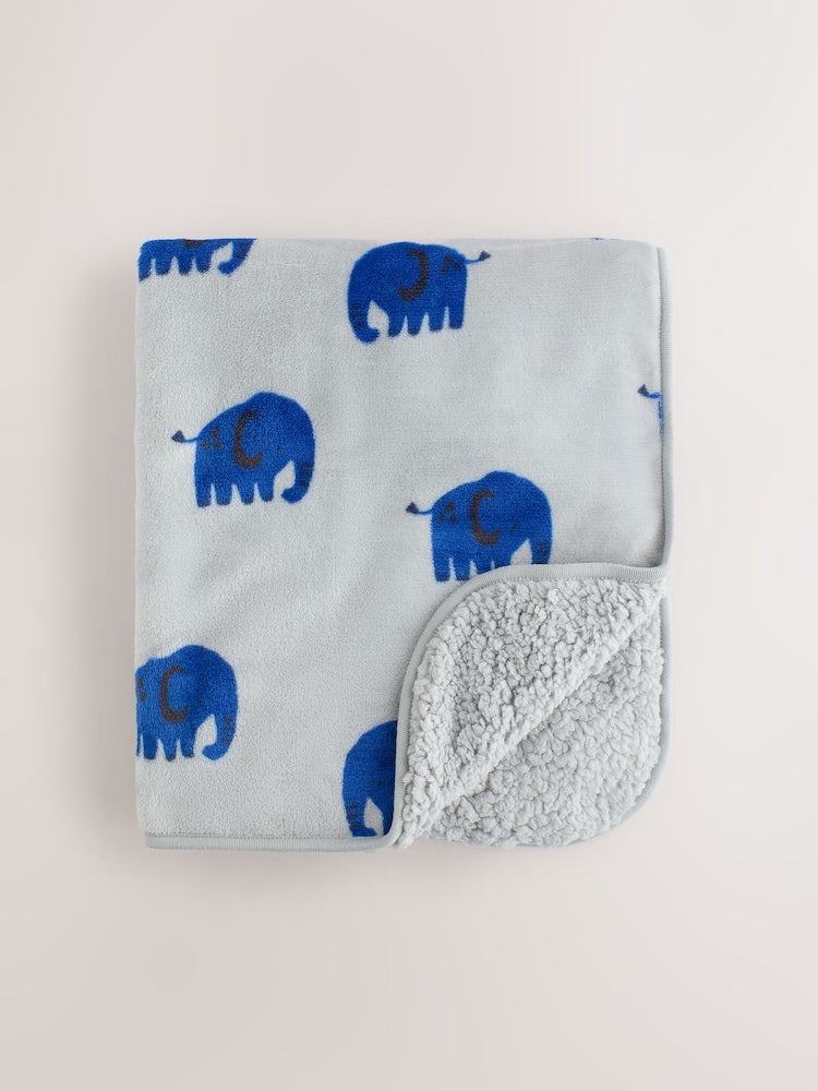 Blue Elephant Fleece Baby Blanket - Blue Elephant / Up to 1 Month (50-56cm)