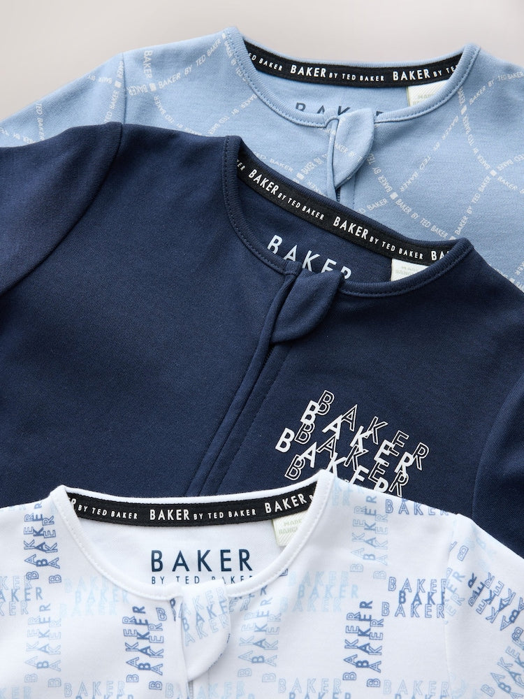Baker by Ted Baker Blue Baker by Ted Baker 3 Pack Sleepsuits