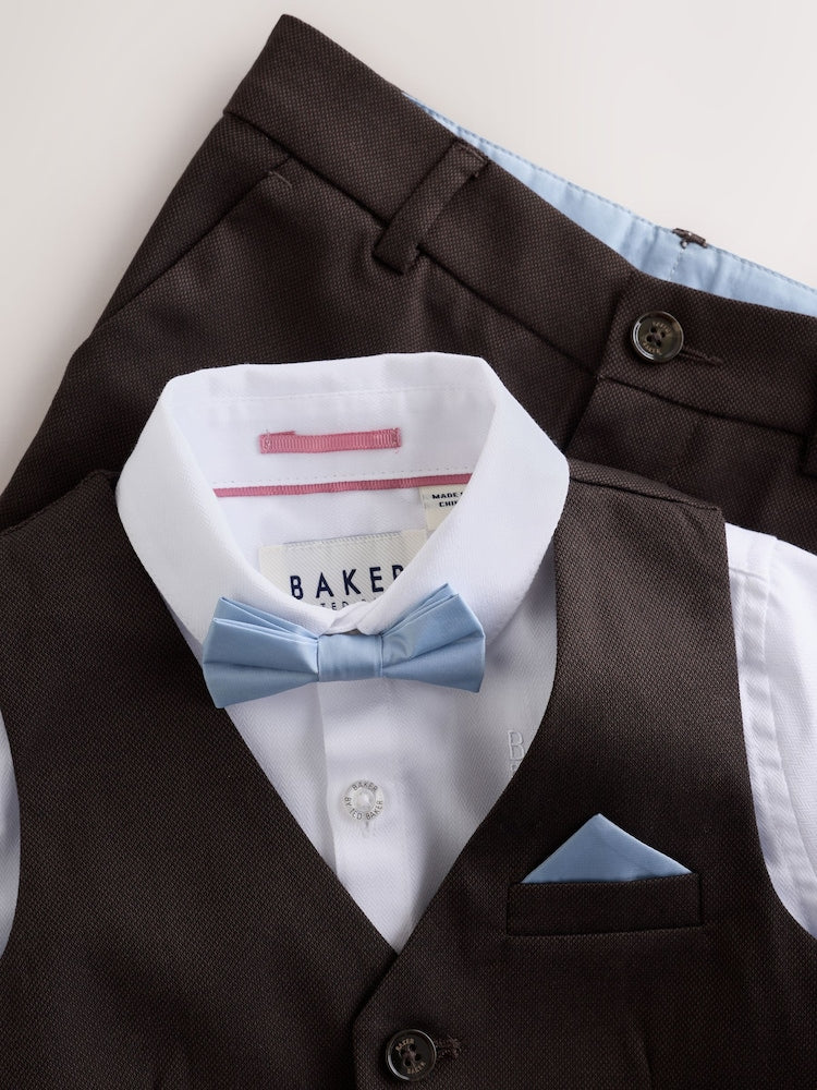 Baker by Ted Baker Brown/Blue Waistcoat Shirt And Trousers Set