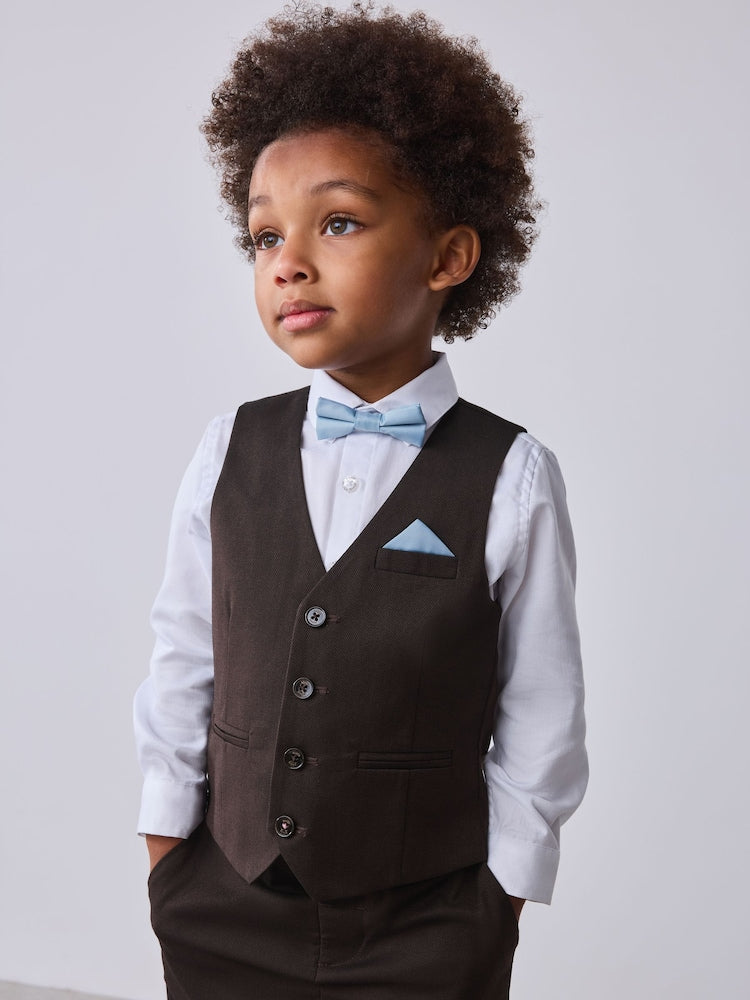 Baker by Ted Baker Brown/Blue Waistcoat Shirt And Trousers Set