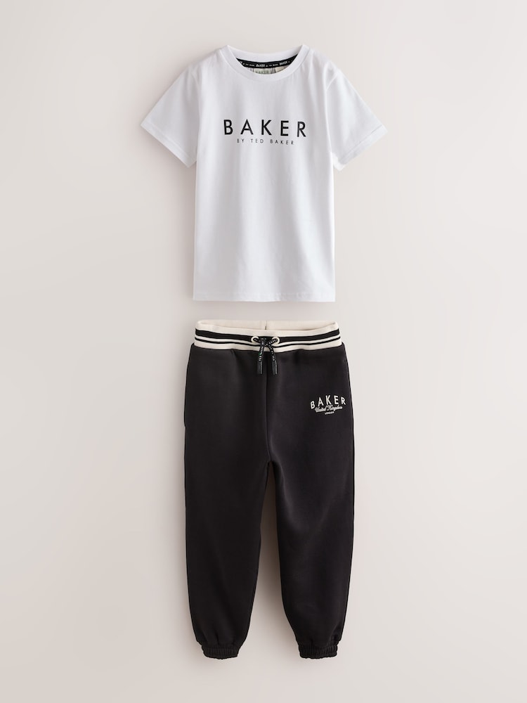 Baker by Ted Baker Black 3 Piece Varsity Hoodie T-Shirt and Joggers Set