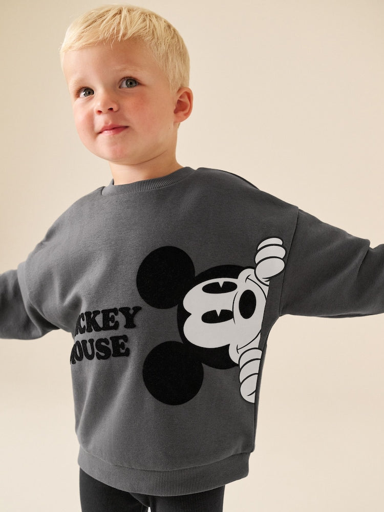 Charcoal Grey Mickey Mouse Crew Neck Sweat Top and Leggings Set (3mths-8yrs)