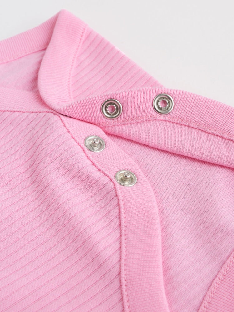 Pink/White Long Sleeve Baby Bodysuits 5 Pack