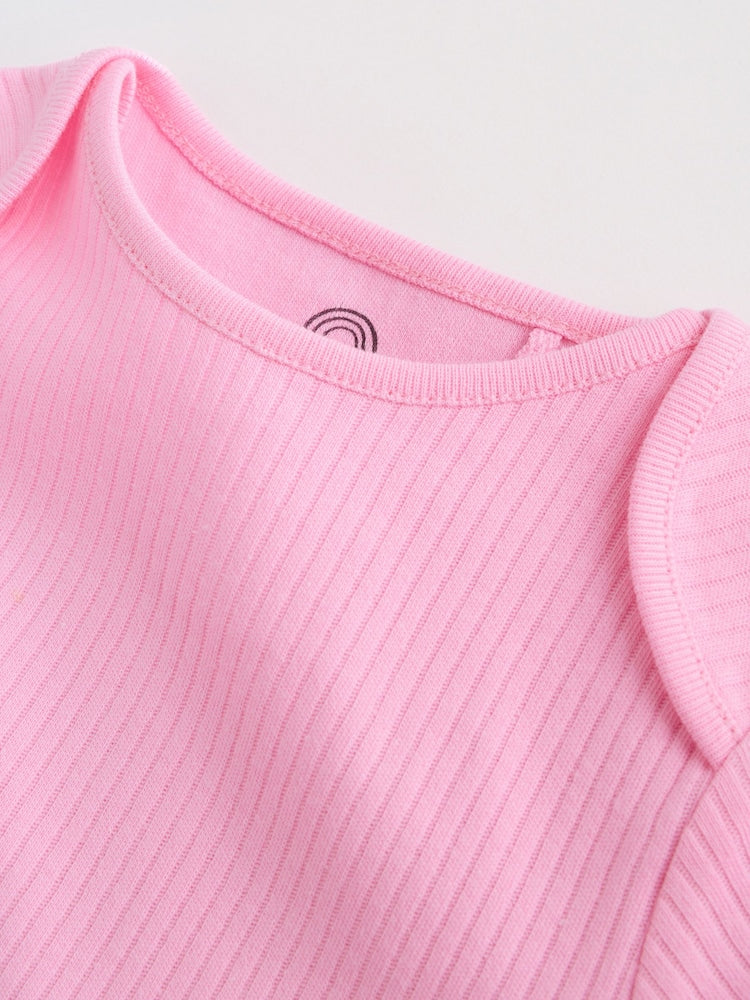 Pink/White Long Sleeve Baby Bodysuits 5 Pack