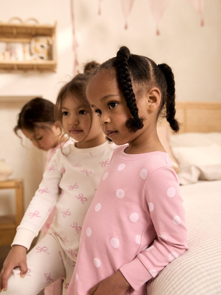 Pink/White Snuggle Pyjamas 3 Pack (9mths-12yrs)