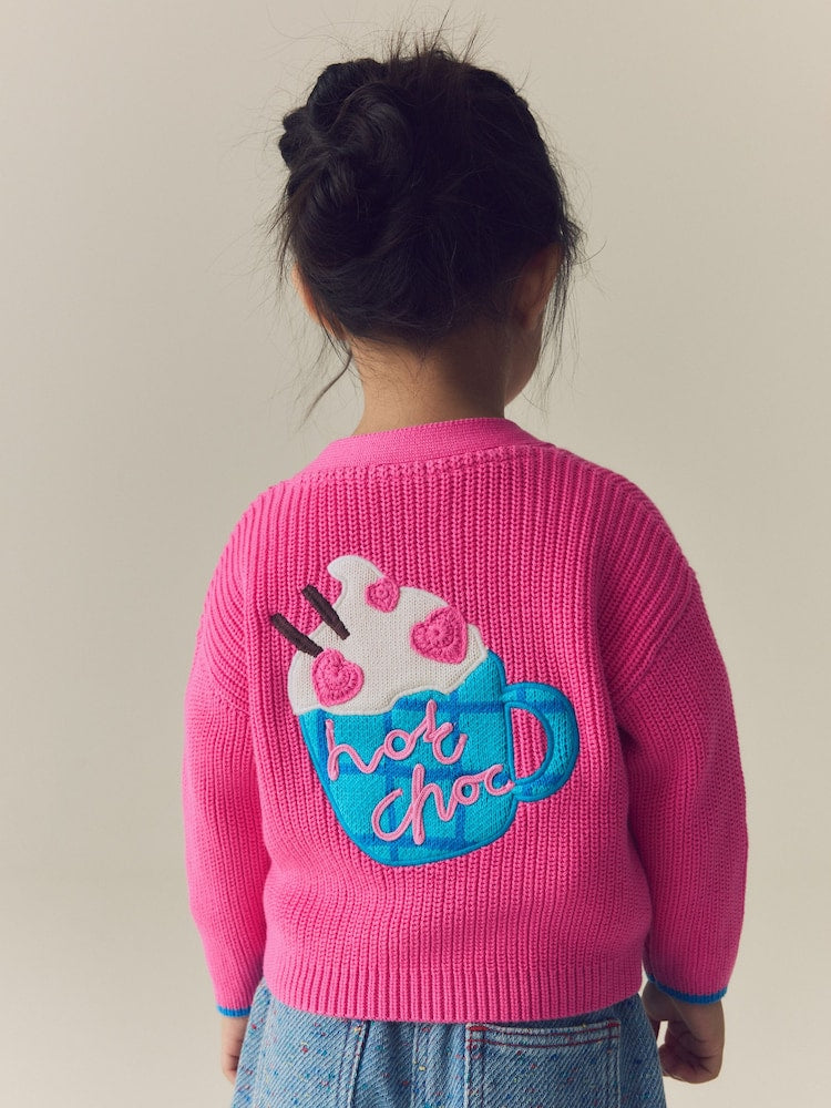 Pink Hot Chocolate V-Neck Cardigan (3mths-7yrs)