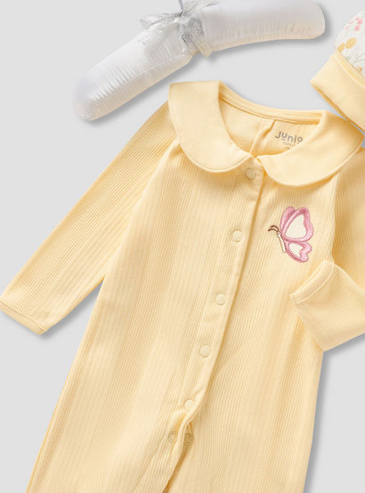 Juniors 5-Piece Girls Gift Set - Cotton - Sleepsuit, Blanket, Beanie, Hanger, Booties - Floral Print-baby-girls-clothing-setsandcoords-image-8