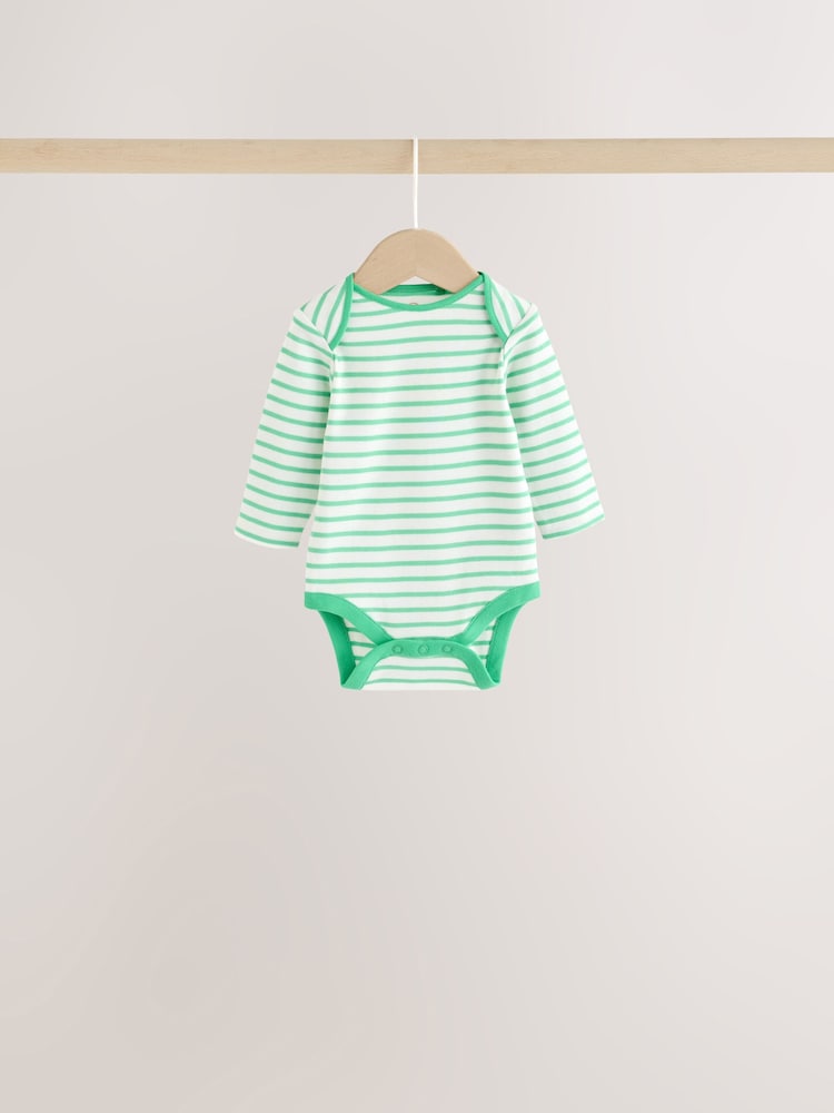 Bright Stripe Long Sleeve Baby Bodysuits 5 Pack