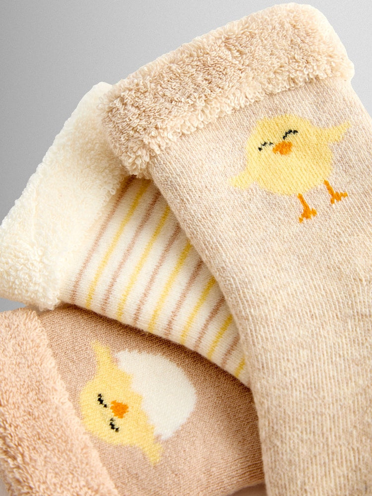 JoJo Maman Bébé Light Brown 3-Pack Baby Chick Sock