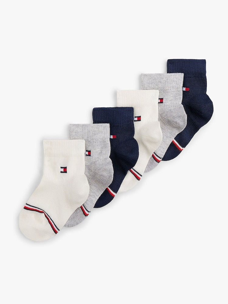 Tommy Hilfiger White Flag Socks 4 Pack - Size Newborn