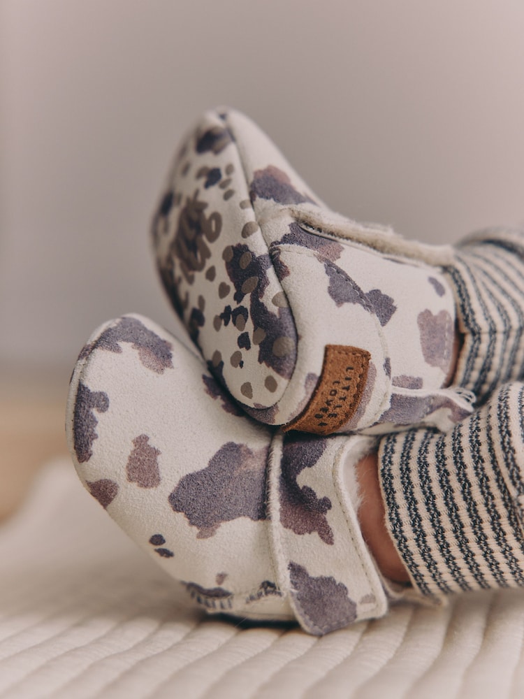 Neutral Cow Suede Baby Pull-On Boots (0-24mths)