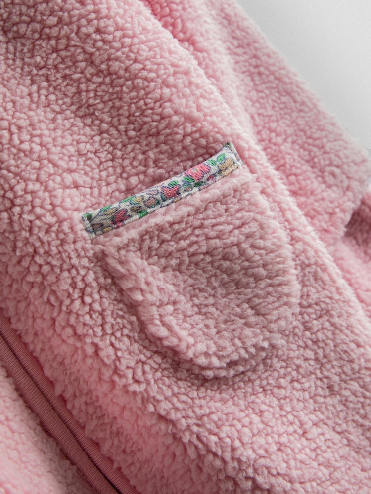 JoJo Maman Bébé Pink Mouse Cosy Borg Character Pramsuit - Size Newborn