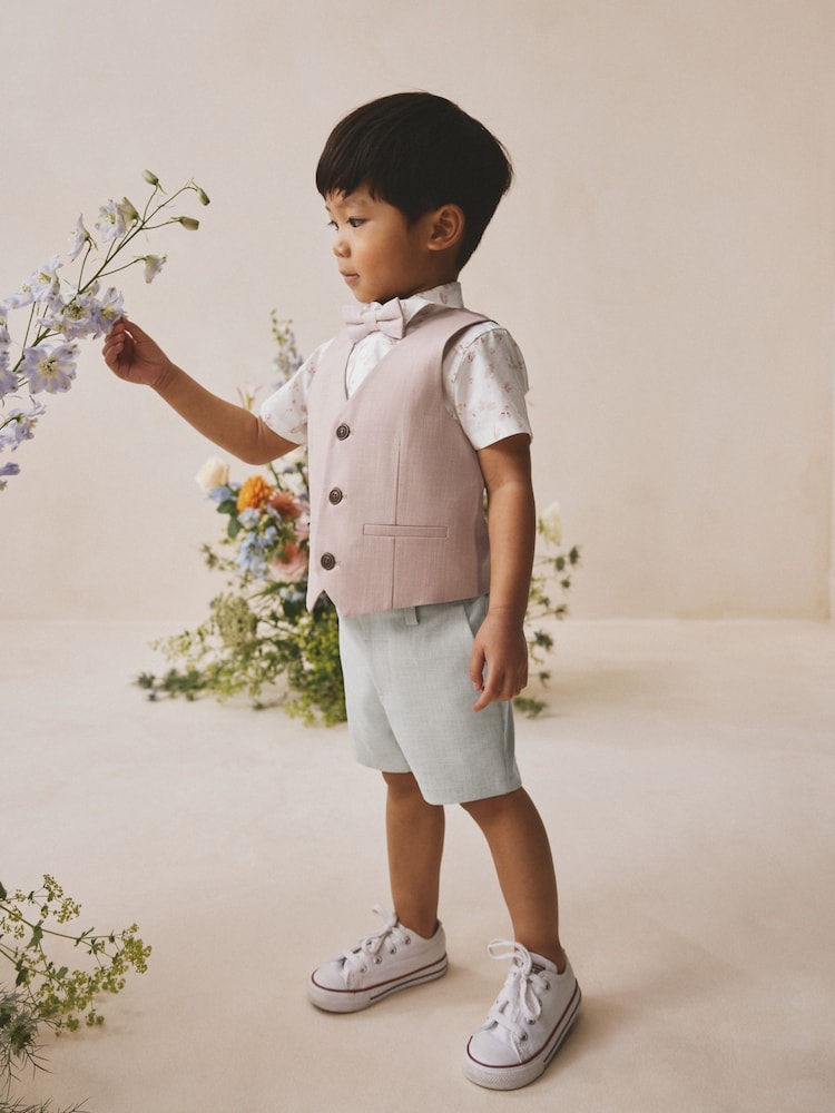 Pink Waistcoat, Shirt, Shorts & Tie Set (3mths-9yrs)