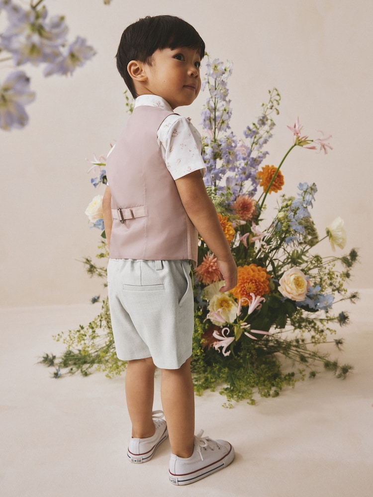 Pink Waistcoat, Shirt, Shorts & Tie Set (3mths-9yrs)