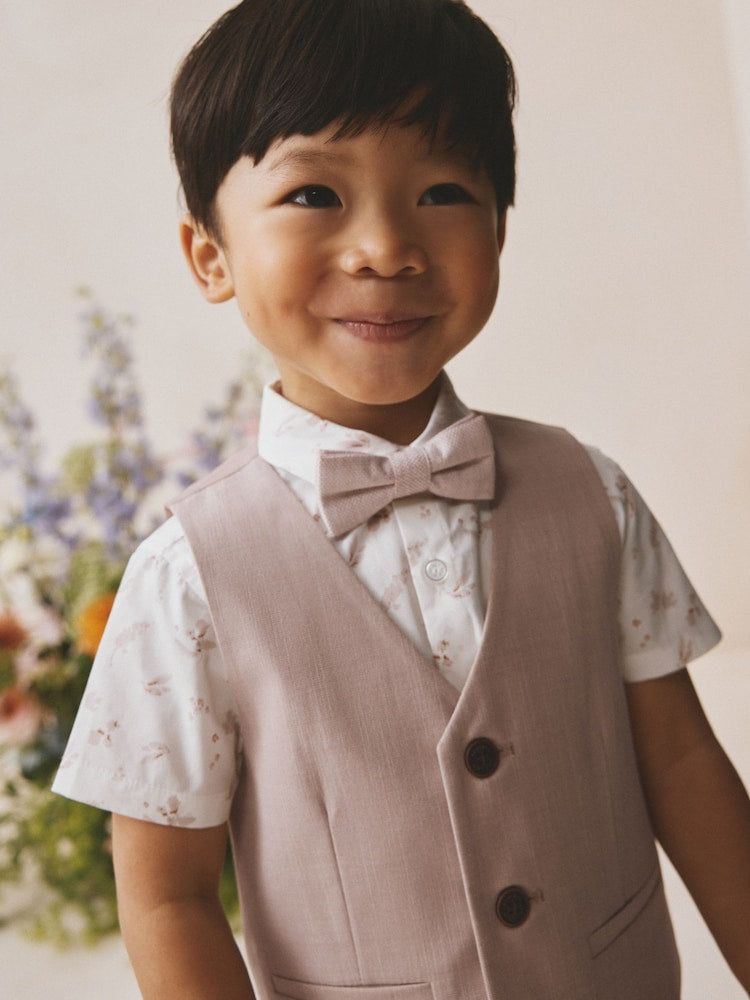 Pink Waistcoat, Shirt, Shorts & Tie Set (3mths-9yrs)