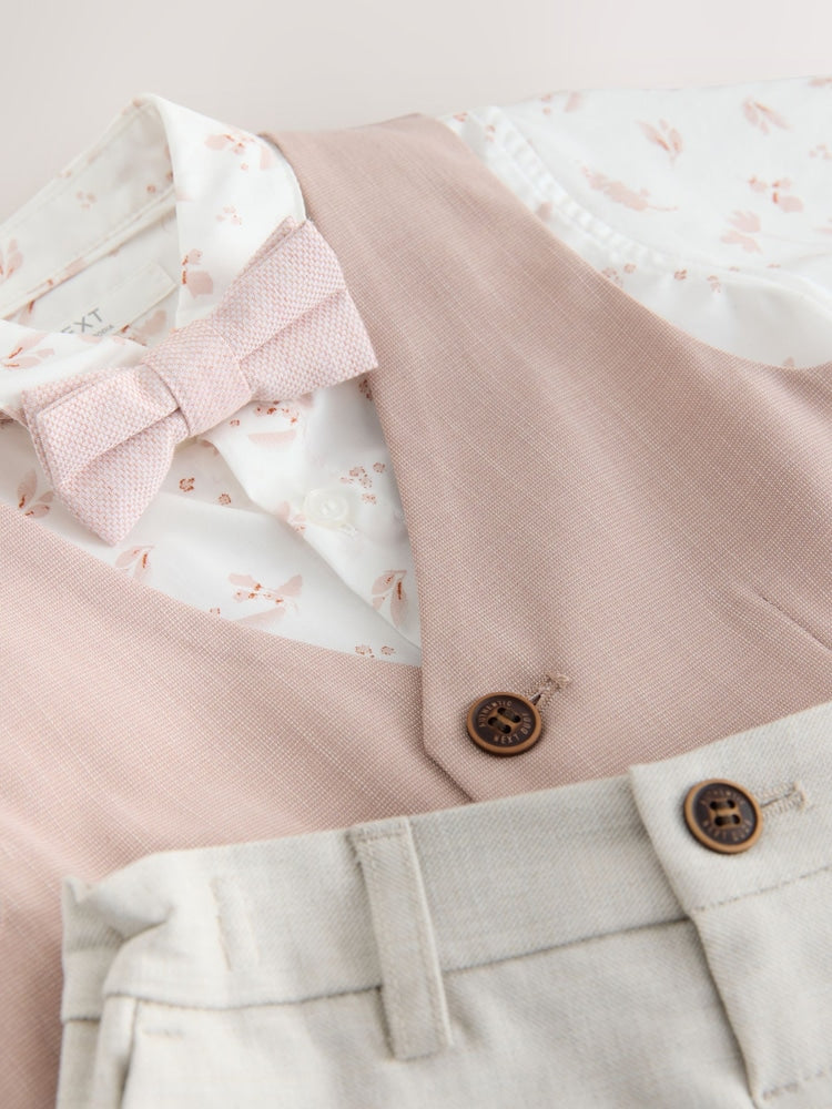 Pink Waistcoat, Shirt, Shorts & Tie Set (3mths-9yrs)