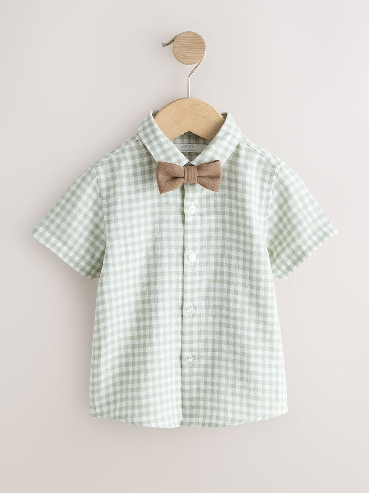 Sage Green Gingham Shirt Shorts Braces & Bow Tie Set (3mths-9yrs)