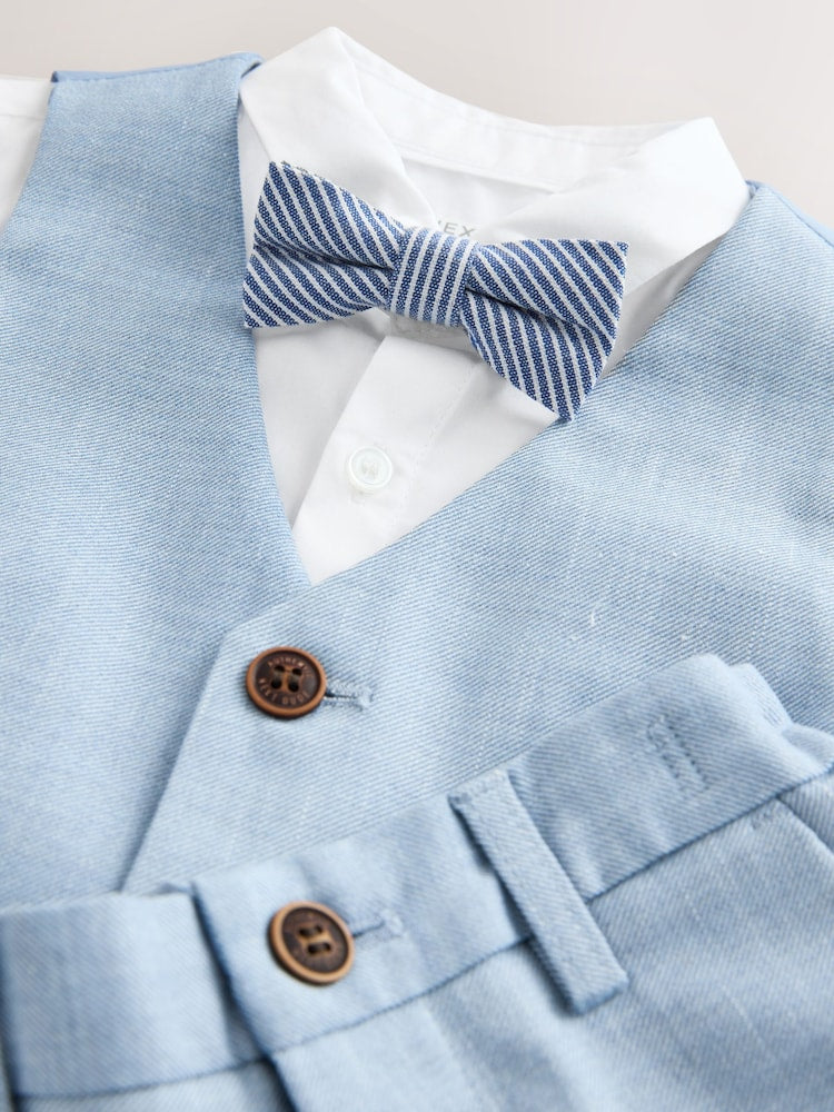 Blue Waistcoat, Shirt, Shorts & Tie Set (3mths-9yrs)