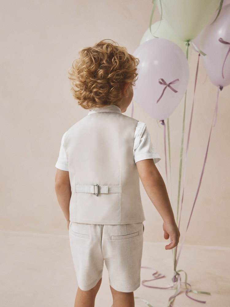 Neutral Waistcoat, Shirt, Shorts & Tie Set (3mths-9yrs)