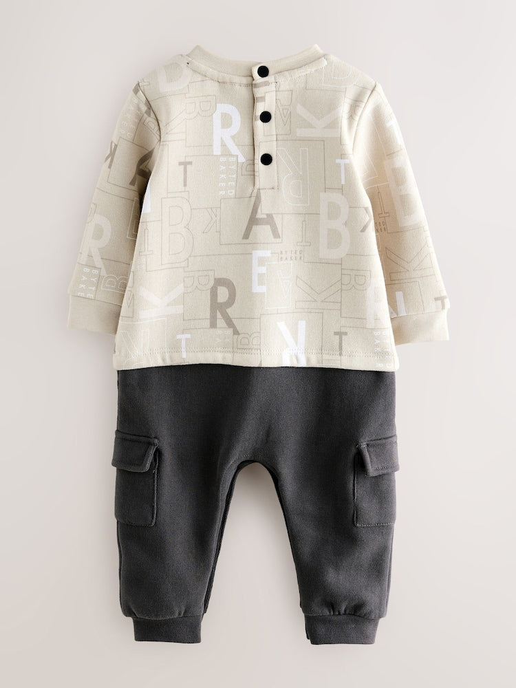 Baker by Ted Baker Letter Print Mockable Rompersuit