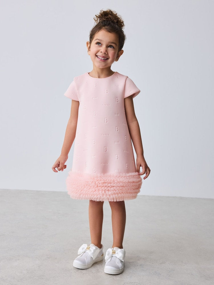 Baker by Ted Baker Pink Mesh Hem A-Line Scuba Dress