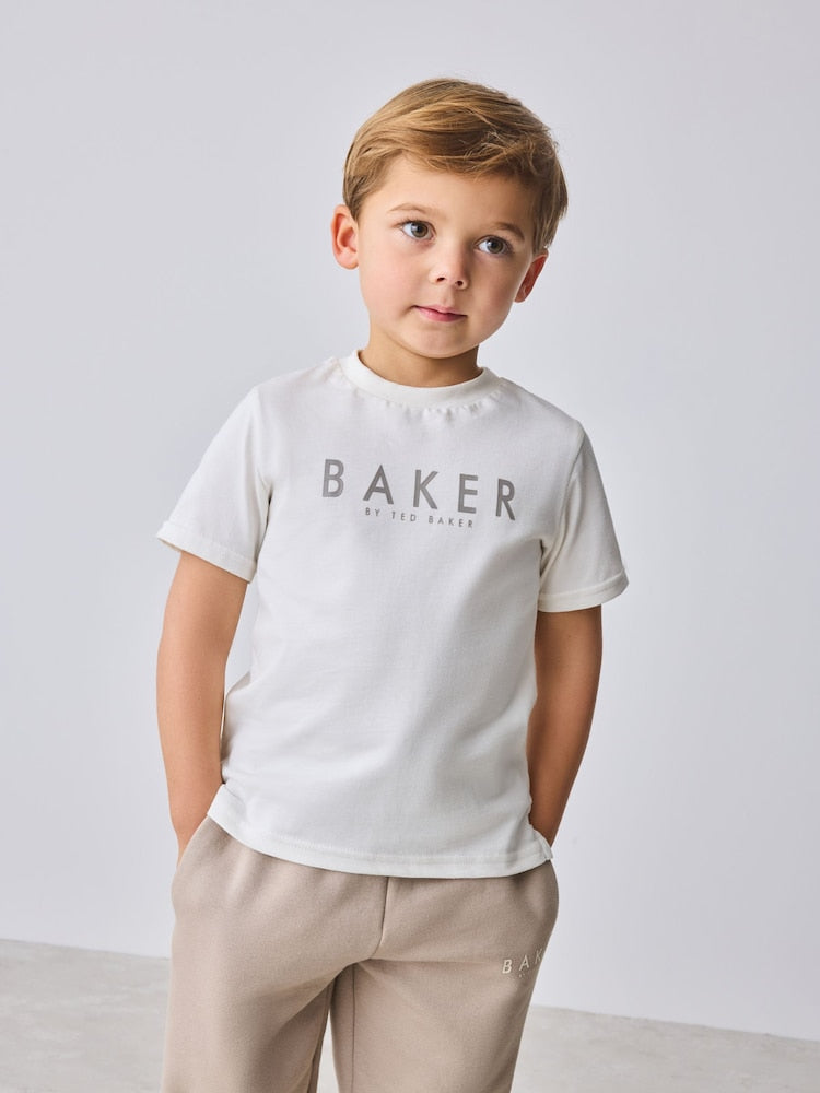 Baker by Ted Baker Stone 3 Piece Varsity Hoodie T-Shirt and Joggers Set