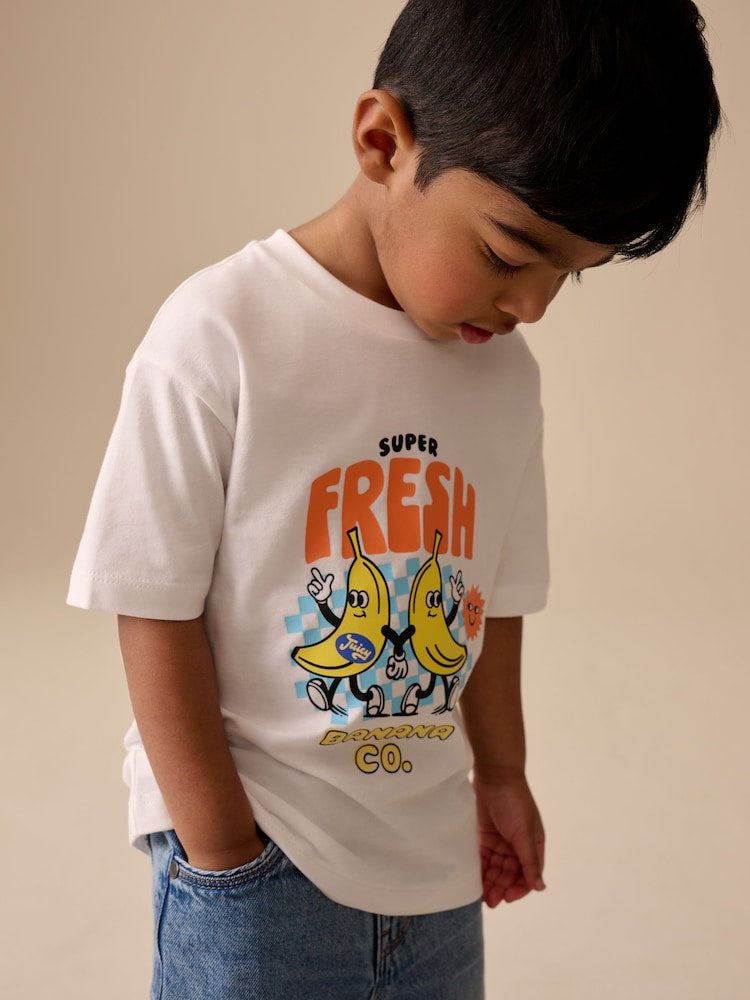 Blue/Yellow Banana All Over Short Sleeve Printed Shirt and T-Shirts Set (6mths-7yrs)