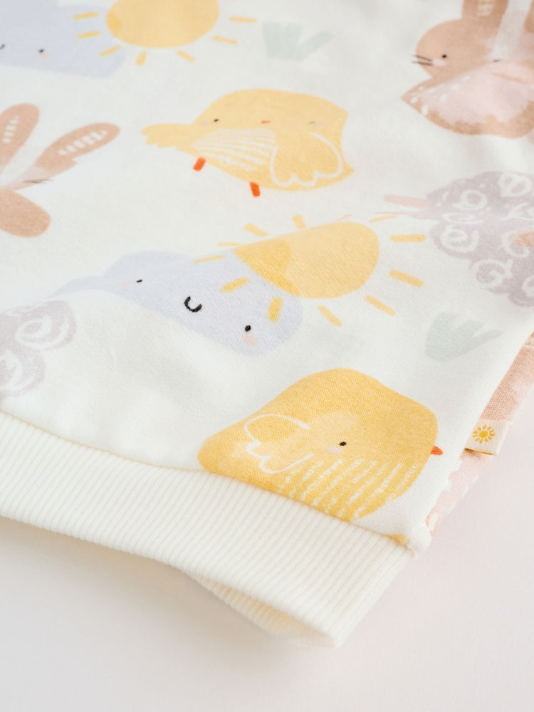 White Bunny Character Print Easter Sweat and Leggings Baby Set (0mths-2yrs)