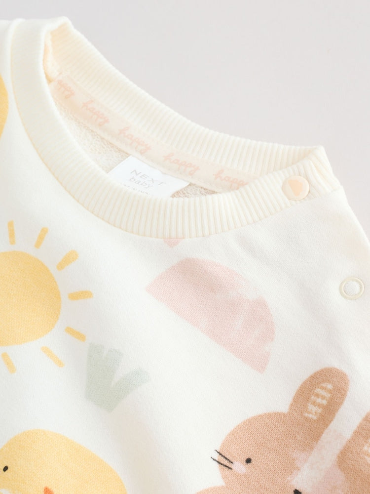 White Bunny Character Print Easter Sweat and Leggings Baby Set (0mths-2yrs)