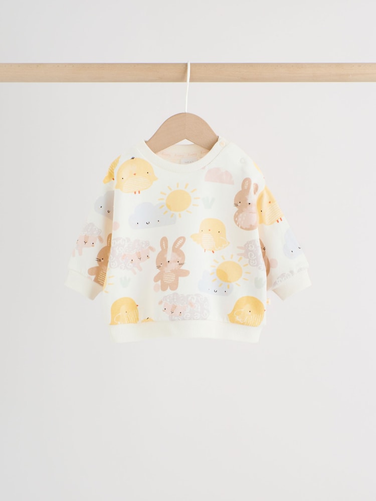 White Bunny Character Print Easter Sweat and Leggings Baby Set (0mths-2yrs)